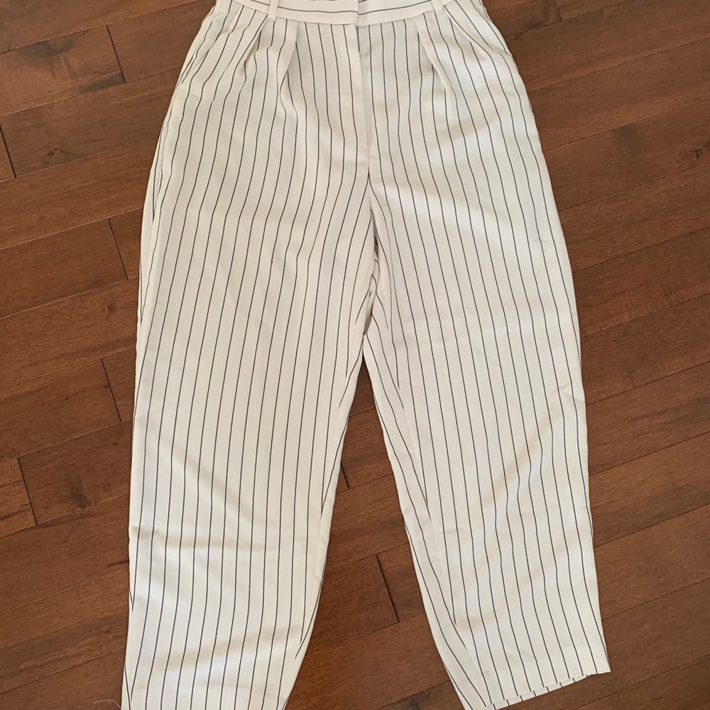 Babaton Modesto White Striped Trousers